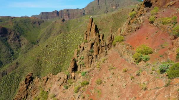 Aerial View Mountains Tenerife Masca Gorge High Crag Rock Cliffs — Stock Video