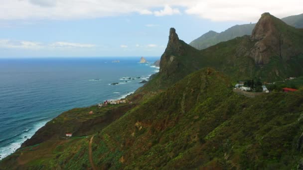 Costa Verde Rocosa Costa Montaña Norte Tenerife Roque Las Animas — Vídeo de stock
