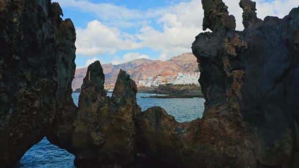 Tenerife Islas Canarias Puerto Santiago Charco Del Diablo Piscina Natural — Vídeo de stock