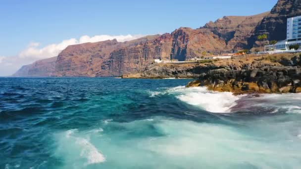 Aerial Shot Giant Cliffs Atlantic Ocean Acantilados Los Gigantes Tenerife — Stock Video