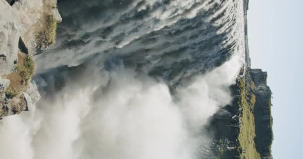 Působivý Silný Dettifossův Vodopád Island Dobrodružství Evropa Vertikální Pohled — Stock video