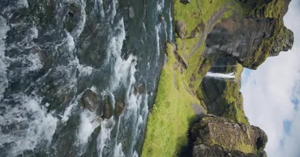 Kvernufoss Vattenfall Södra Island Gyllene Ring Skönhet Naturen Koncept — Stockvideo