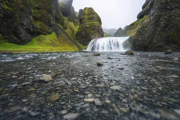 Вид Згори Водоспад Шйорнарфосс Південній Ісландії — стокове фото