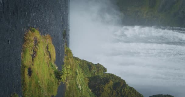 Most Famous Beautiful Skogafoss Waterfall Iceland — Stock Video