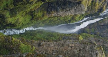 Scenic footage from the Glymur waterfall in Iceland.