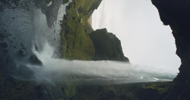Vackra Kvernufoss Dolda Vattenfall Södra Delen Island — Stockvideo