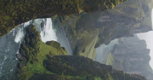 Fjadrargljufur Canyon Winding River Bizarre Steep Cliff Rock Formations Iceland — Video