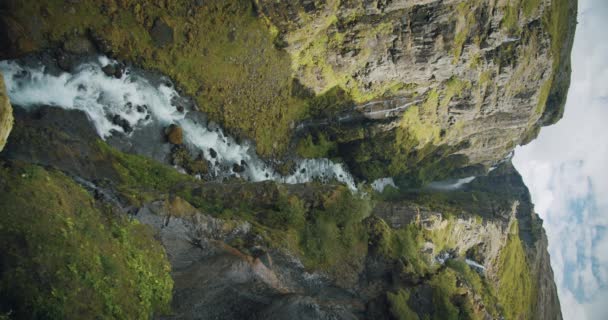 Amazing Green Canyon Leading Glymur Waterfall Iceland — Stok video