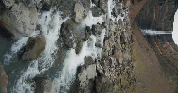 Hengifoss Şelalesi Dağ Nehri Doğu Zlanda — Stok video