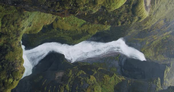Fjadrargljufur Canyon Waterfall Bizarre Steep Cliff Rock Formations Iceland Europe — Stok video
