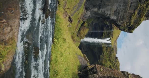 Cascata Kvernufoss Nel Sud Dell Islanda Anello Oro Concetto Bellezza — Video Stock