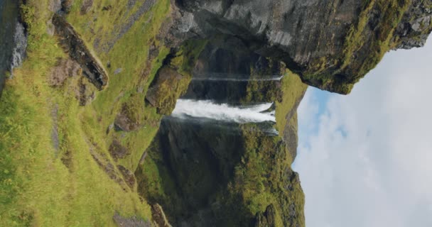 Kvernufoss Vattenfall Södra Island Gyllene Ring Skönhet Naturen Koncept — Stockvideo