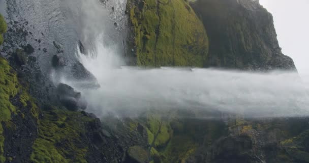 Iceland Spectacular Kvernufoss Watterfall Colorful Summer Scene Mountain River Secluded — Stockvideo