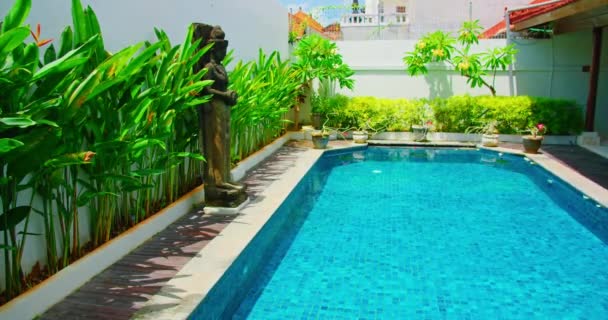 熱帯緑に囲まれたプール リラクゼーション 豪華な休日 リゾート スパのコンセプト バリ島 — ストック動画