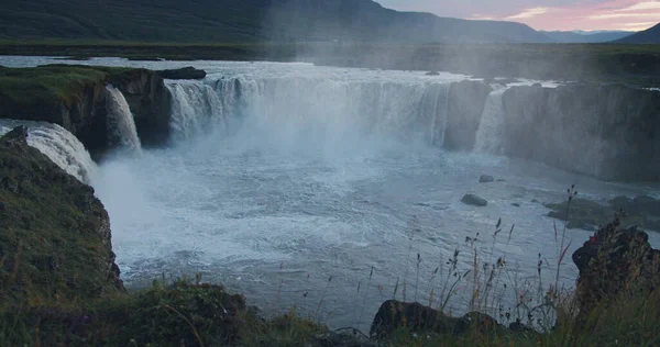 Scena Del Tramonto Della Cascata Godafoss Sul Fiume Skjalfandafljot Islanda — Foto Stock