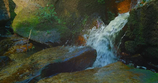Flujo Agua Está Pleno Apogeo Primavera Río Rápido Montaña Corriente — Foto de Stock