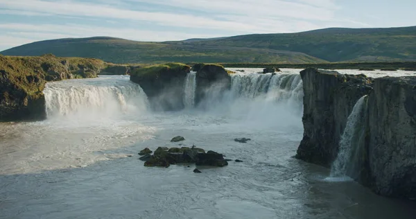 Hermosa Cascada Godafoss Escena Del Atardecer Islandia —  Fotos de Stock