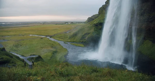Potente Cachoeira Seljalandfoss Local Islândia Europa Paisagem Natural Incrível Descubra — Fotografia de Stock