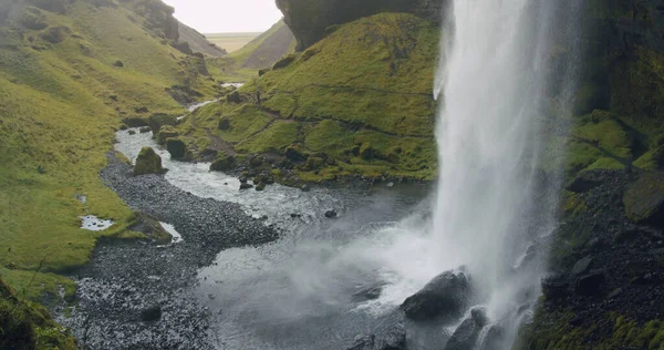 Gyönyörű Kvernufoss Rejtett Vízesés Déli Régióban Izland — Stock Fotó
