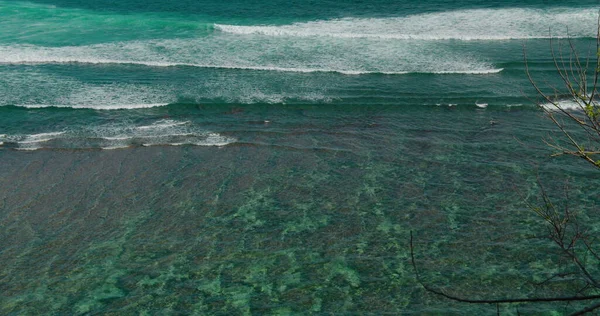 Mar Azul Océano Cielo Azul Nublado Horizonte Tan Lejos Como — Foto de Stock