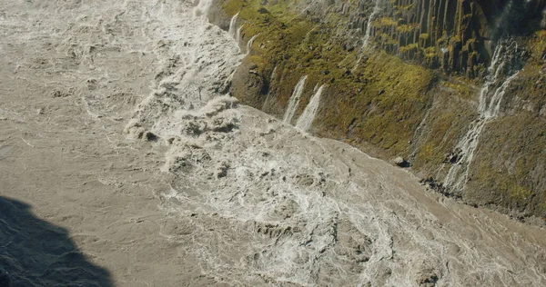 Rio Montanha Desfiladeiro Poderosa Cachoeira Dettifoss Islândia — Fotografia de Stock