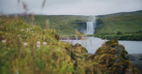 Najbardziej Znany Piękny Wodospad Skogafoss Islandii — Zdjęcie stockowe