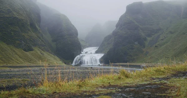 Islandzki Wodospad Stjornarfoss Niedaleko Kirkjubaejarklaustur — Zdjęcie stockowe
