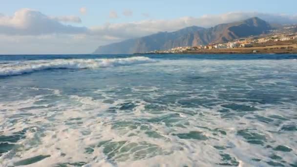 Ocean Landscape Rocky Coastline Volcanic Seaside Punta Juanita Beach Tenerife — Vídeos de Stock