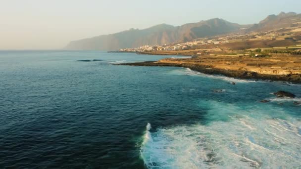 Rocky Volcanic Coastline Tenerife Canary Islands Spain Europe Dia Canarias — Vídeos de Stock