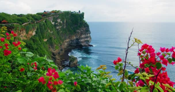 Ocean View Uluwatu Hindu Temple Pura Bali Island Indonesia Sheer — Video Stock