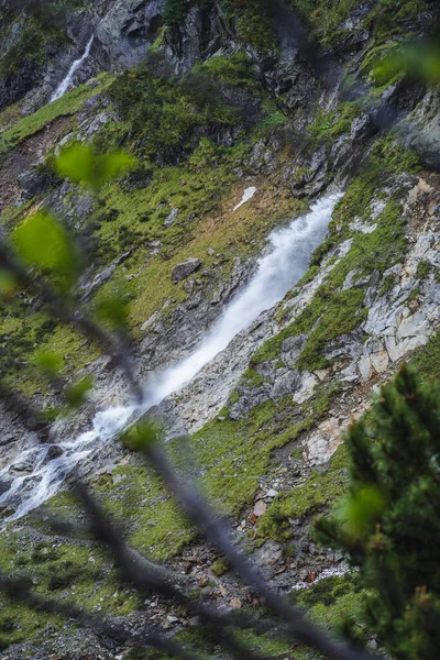 Alpenrose Waterfall Alpine Mountain Valley Streams Glacial Melting Water Sulzenau — Stock Photo, Image
