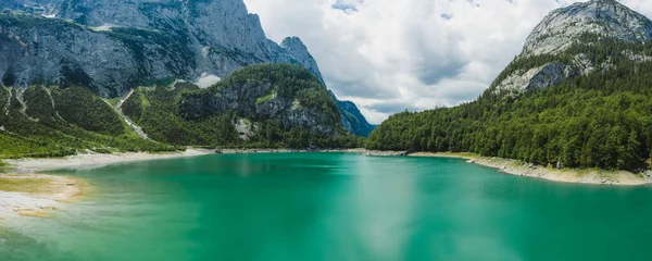 欧洲上奥地利Gosau湖和山脉全景航空图 — 图库照片