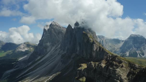 Toppen Van Seceda Furchetta Trentino Alto Adige Dolomieten Alpen Zuid — Stockvideo