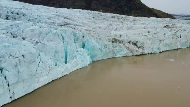Luchtfoto Drone Beelden Van Vantajokull Gletsjer Ijsland Fjallsarlon Meer — Stockvideo