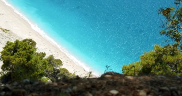 Praia Egremni Isolada Ilha Lefkada Grécia Longa Praia Areia Com — Vídeo de Stock