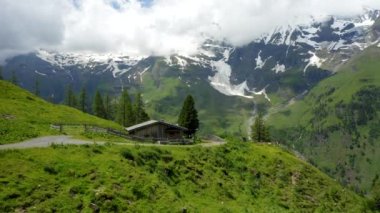 Alpler 'in yeşil çayırları yaz günü karla kaplıdır. Avusturya hava hareketidir.