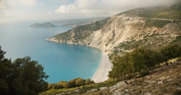 Миртос Пляж Яскравий Літній День Острів Кефалонія Греція Чудове Літо — стокове відео