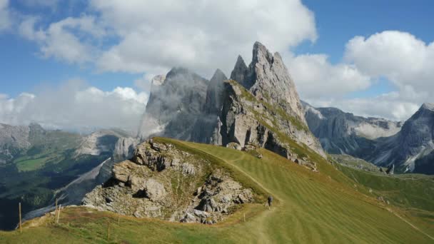 Seceda Furchetta Cume Picos Trentino Alto Adige Dolomitas Alpes Tirol — Vídeo de Stock