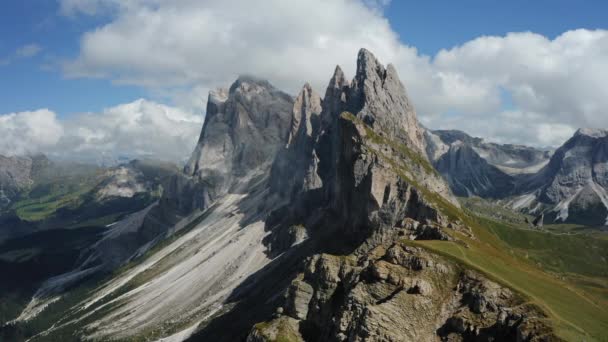 Los Picos Cumbre Seceda Furchetta Trentino Alto Adigio Alpes Dolomitas — Vídeos de Stock