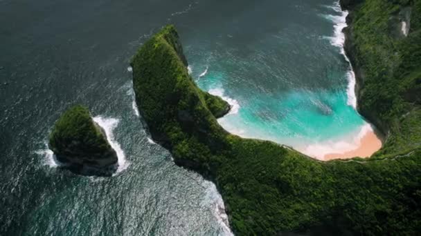 Isla Exótica Costa Nusa Penida Bali Indonesia Green Tropical Rainforest — Vídeo de stock