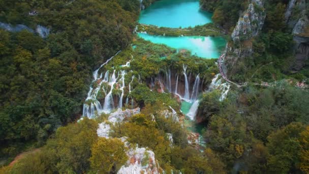 Autunno Parco Nazionale Dei Laghi Plitvice Croazia Patrimonio Mondiale Dell — Video Stock