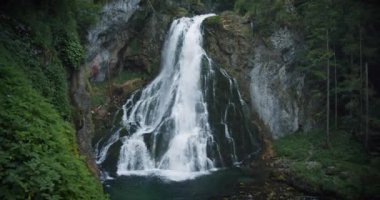 Avusturya 'nın dağlık kesimlerinde Collinger Şelalesi. Dağlarda seyahat, macera ve gezi konsepti. Ormanda doğanın güzelliği.