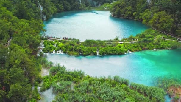 Wasserfall Den Plitvicer Seen Kroatien Eine Kaskade Von Seen Die — Stockvideo