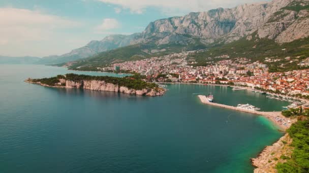 Horvát Tengerparti Pompa Lenyűgöző Kilátás Nyílik Egy Horvát Tengerparti Városra — Stock videók