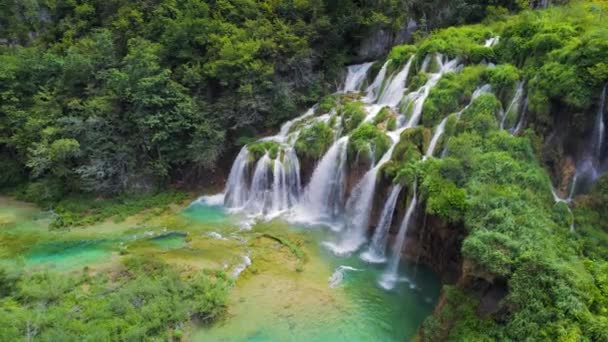Vodopád Národním Parku Plitvická Jezera Chorvatsku Kaskáda Jezer Propojených Vodopády — Stock video