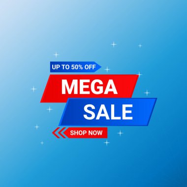 Mega indirimli renkli pankart tasarımı% 50 indirimle.
