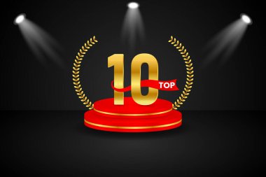 En iyi 10 podyum altın ödüllü vektör illüstrasyonu