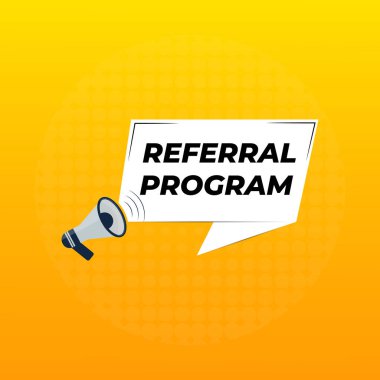 Megafon konuşma balonu pankartına sahip referans program