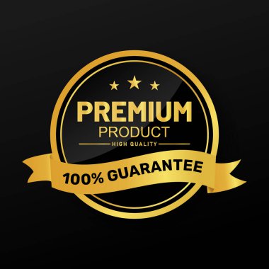 Kaliteli kalite% 100 garanti altın rozet vektör tasarımı.