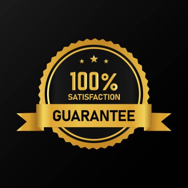 Yüzde yüz tatmin garantili altın rozet vektör tasarımı.